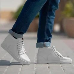 Marty High Top White Leather Sneakers