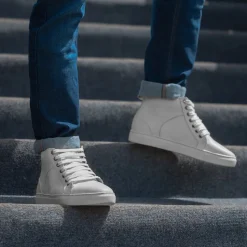 Marty High Top White Leather Sneakers