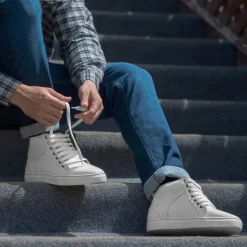 Marty High Top White Leather Sneakers