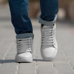 Marty High Top White Leather Sneakers