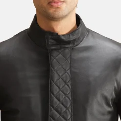 Midlander Quilted Black Leather Coat