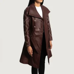 Missoni Maroon Leather Trench Coat