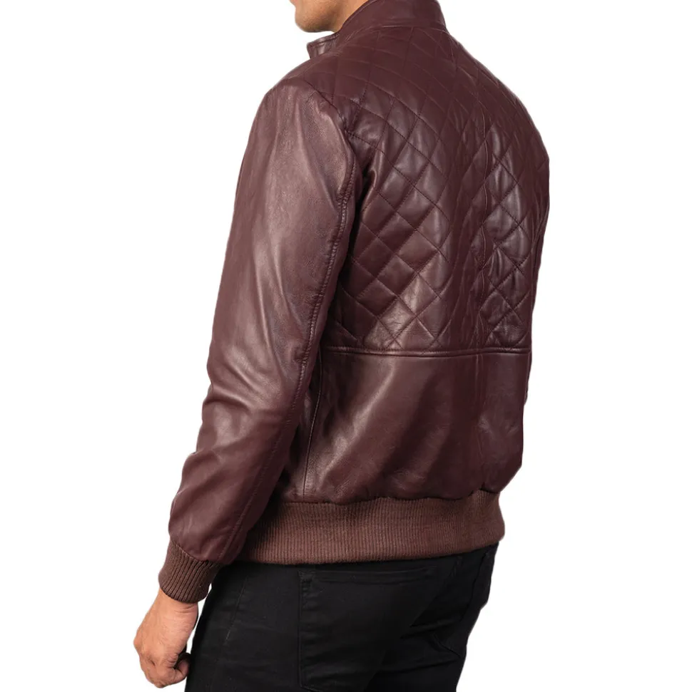 Moda Maroon Leather Bomber Jacket