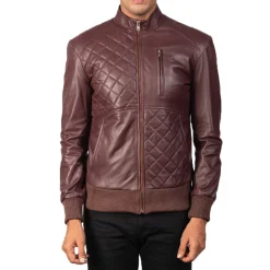 Moda Maroon Leather Bomber Jacket