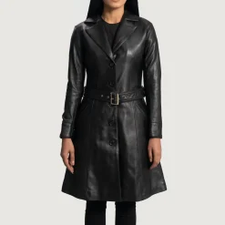 Moonlight Black Leather Trench Coat
