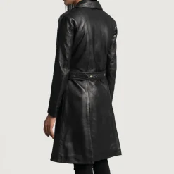Moonlight Black Leather Trench Coat