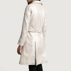 Moonlight Silver Leather Trench Coat