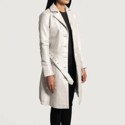 Moonlight Silver Leather Trench Coat