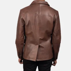 Mr. Bailey Brown Leather Naval Peacoat
