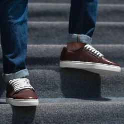 Murphy Low Top Maroon Leather Sneakers