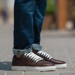 Murphy Low Top Maroon Leather Sneakers
