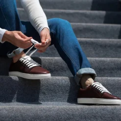 Murphy Low Top Maroon Leather Sneakers