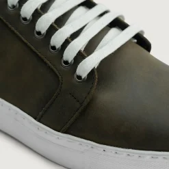 Murphy Low Top Olive Pullup Leather Sneakers