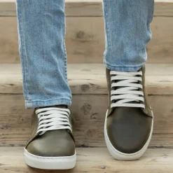 Murphy Low Top Olive Pullup Leather Sneakers