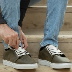 Murphy Low Top Olive Pullup Leather Sneakers