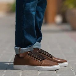 Murphy Low Top Tan Leather Sneakers
