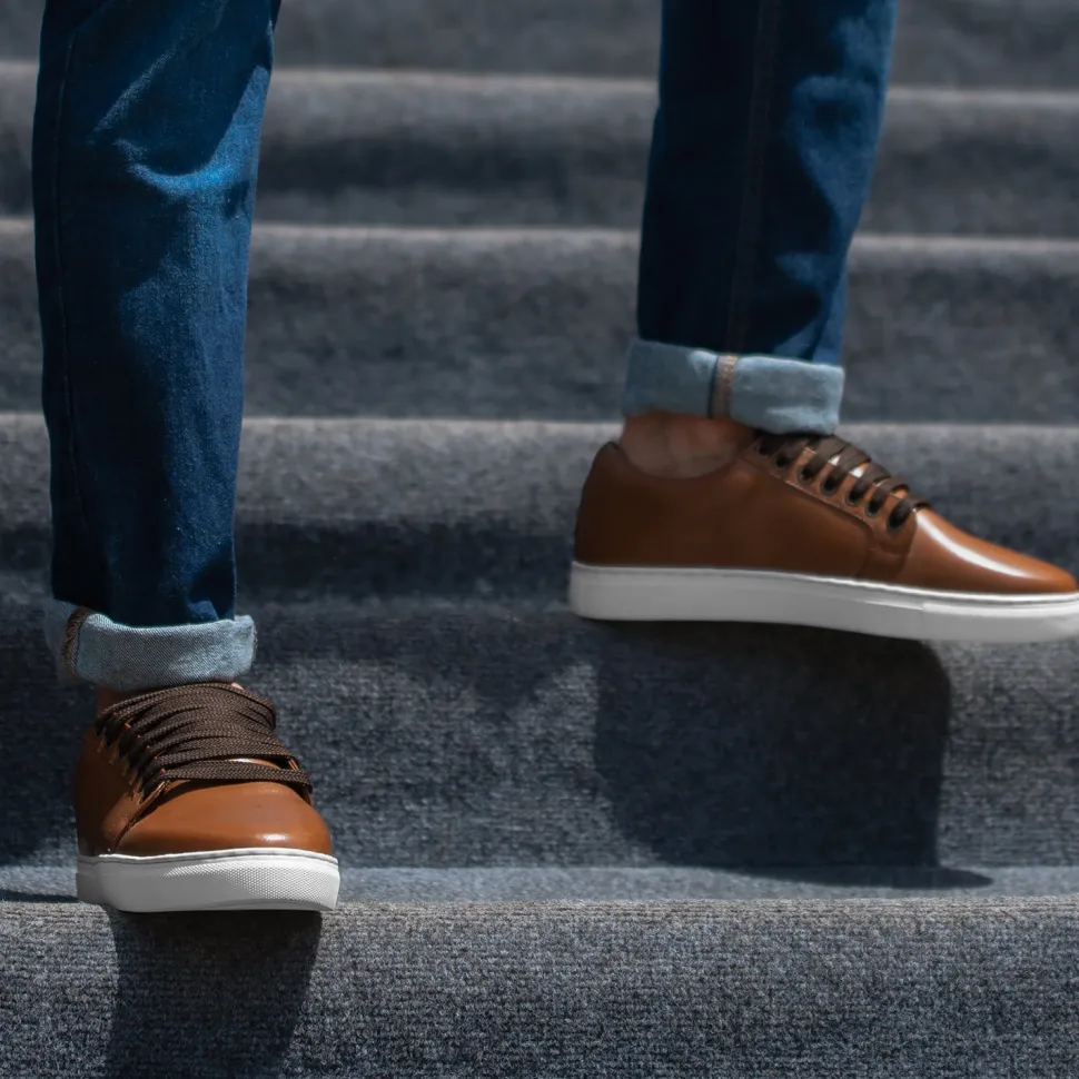 Murphy Low Top Tan Leather Sneakers