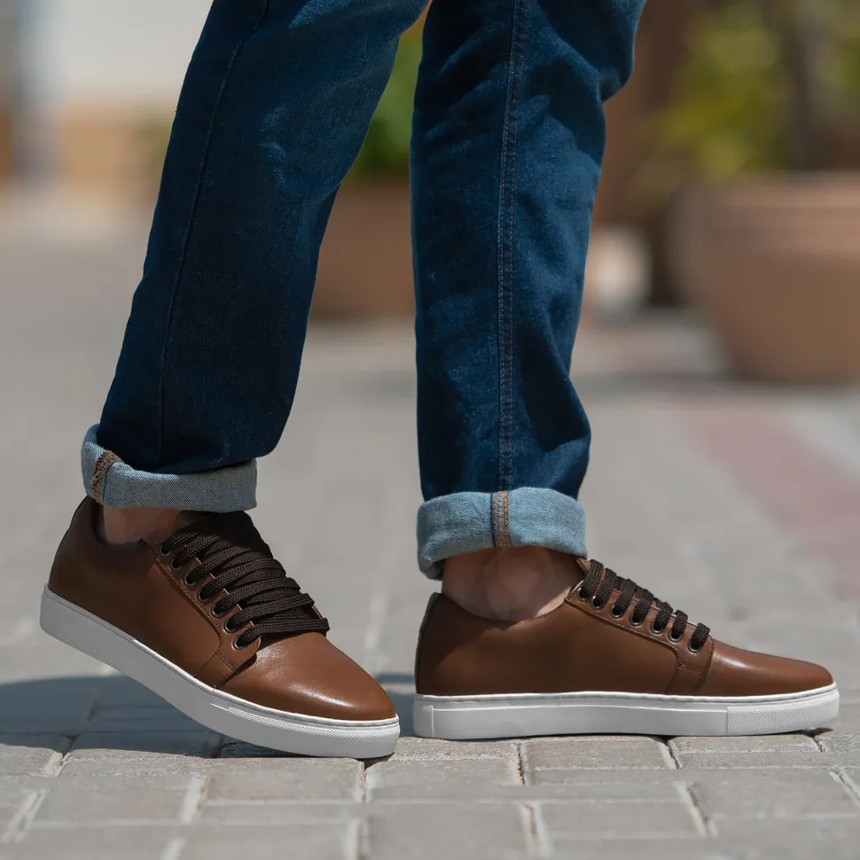 Murphy Low Top Tan Leather Sneakers