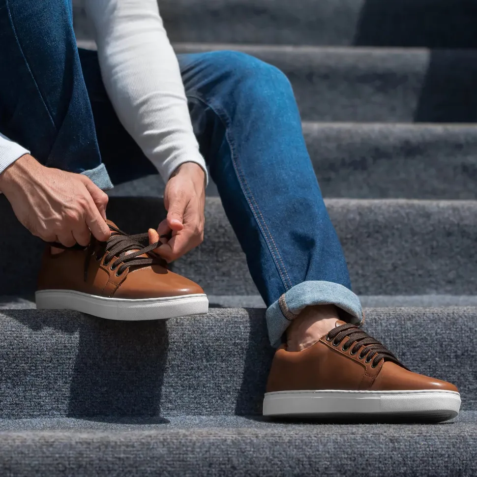 Murphy Low Top Tan Leather Sneakers