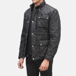 Nelson Quilted Black Windbreaker Jacket