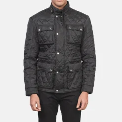 Nelson Quilted Black Windbreaker Jacket