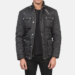 Nelson Quilted Black Windbreaker Jacket