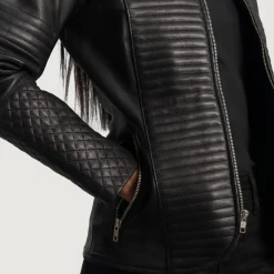 Nexi Quilted Black Leather Jacket