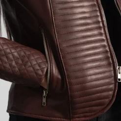Nexi Quilted Maroon Leather Jacket