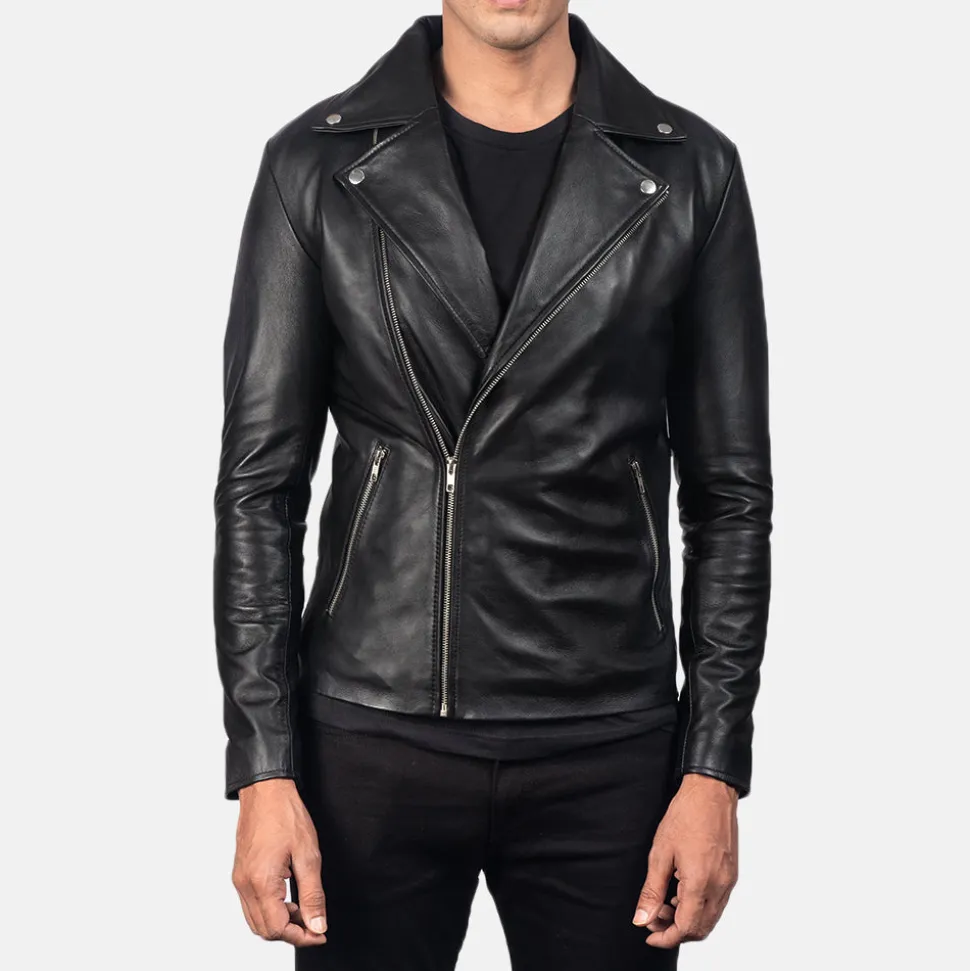 Noah Black Leather Biker Jacket