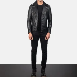 Noah Black Leather Biker Jacket