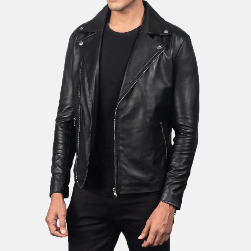 Noah Black Leather Biker Jacket
