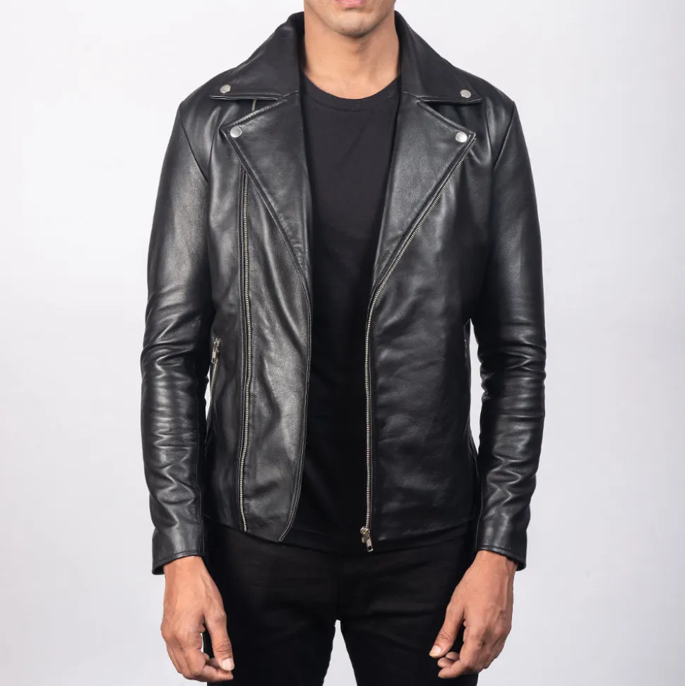 Noah Black Leather Biker Jacket