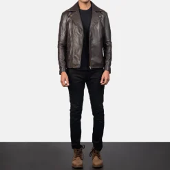 Noah Brown Leather Biker Jacket