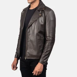 Noah Brown Leather Biker Jacket