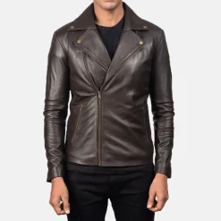 Noah Brown Leather Biker Jacket