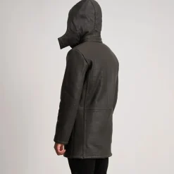 Nolan Tumbled Brown Leather Duffle Coat
