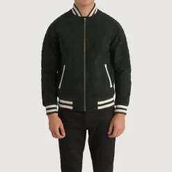 Pascal Green Suede Varsity Jacket