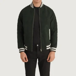 Pascal Green Suede Varsity Jacket