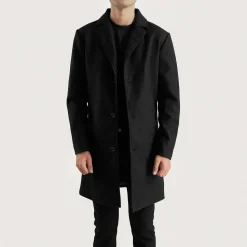 Petrillo Black Wool Single Breasted Coat