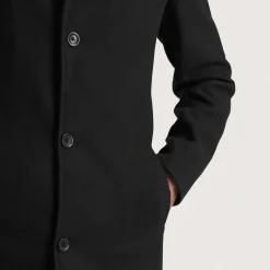 Petrillo Black Wool Single Breasted Coat