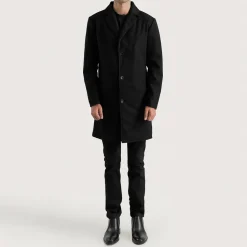 Petrillo Black Wool Single Breasted Coat