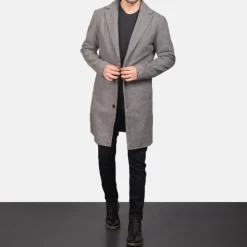 Petrillo Grey Wool Single Breasted Coat