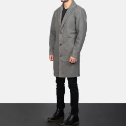 Petrillo Grey Wool Single Breasted Coat