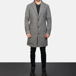 Petrillo Grey Wool Single Breasted Coat