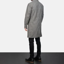 Petrillo Grey Wool Single Breasted Coat