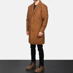 Petrillo Khaki Wool Single Breasted Coat