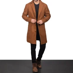 Petrillo Khaki Wool Single Breasted Coat