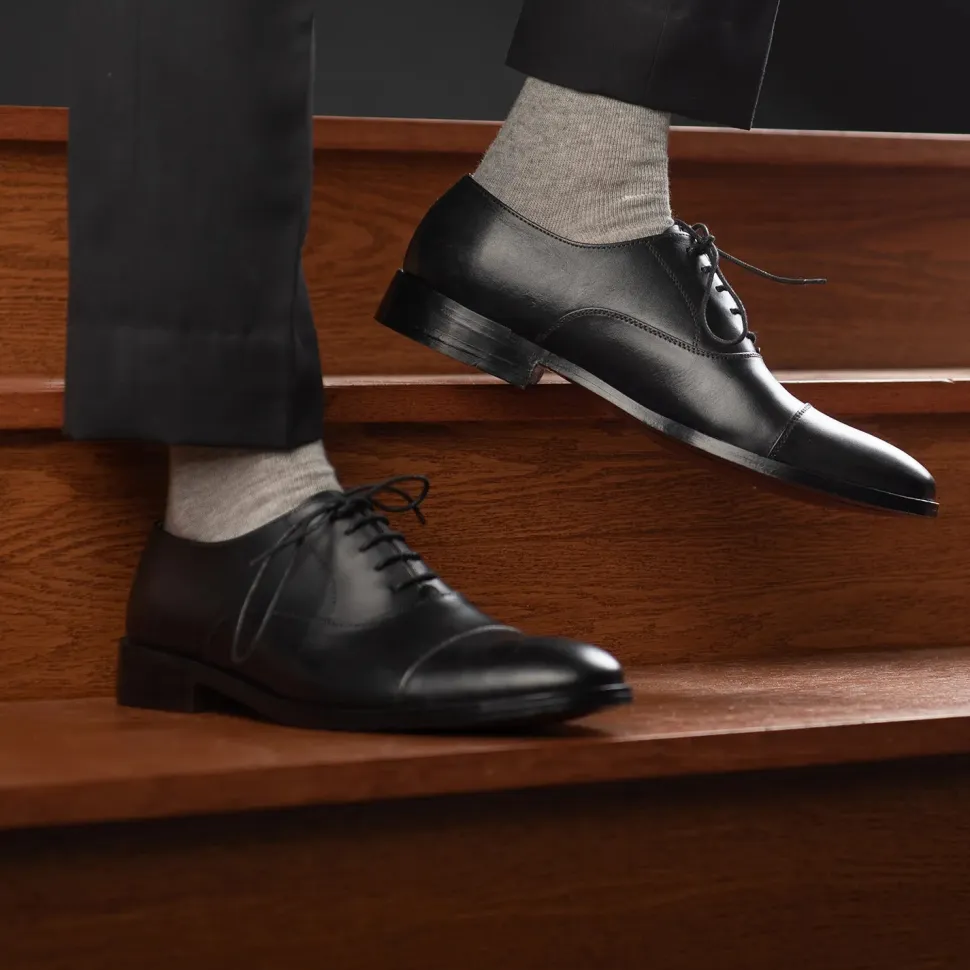 Professor Oxford Black Leather Shoes