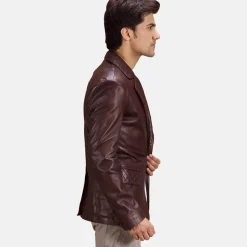 Radaron Quilted Maroon Leather Blazer