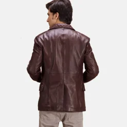 Radaron Quilted Maroon Leather Blazer